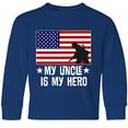 thumbnail image 3 of Inktastic Military Uncle is My Hero Us Flag Long Sleeve Youth T-Shirt, 3 of 5