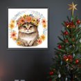thumbnail image 1 of 5D DIY pintura de diamante redondo completo gato con kit de flores decoración del hogar 30x30cm, 1 of 9