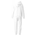 thumbnail image 7 of Women's Two Piece Outfits Solid Casual Crew-Neck Long-Sleeved Trousers And Tight-Waist Hoodie Suit Sports Suits, 7 of 7
