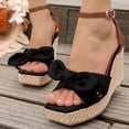 thumbnail image 2 of Narveanno Womens Wedge Platform Sandals Cute Bowknot Open Toe Espadrille High Heels Buckle Ankle Strap Summer Shoes Black 7, 2 of 7