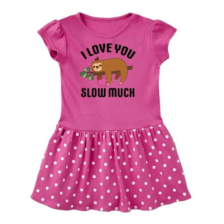 

Inktastic Valentine s Day I Love You Slow Much with Cute Sloth Gift Toddler Girl Dress