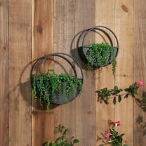 Sagebrook Home Set Of 2 Metal 9/12" Round Wall Planters, Black, Novelty, Iron, Transitional, 12"L X 4"W X 12"H, Solid Color