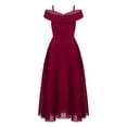 thumbnail image 2 of Eandarui Kids Girls Off Shoulder Junior Bridesmaid Dresses Chiffon A-Line Wedding Party Dress Formal Burgundy 8, 2 of 6