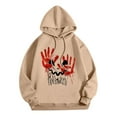 thumbnail image 3 of Sweatshirts for Women Clearance Zip Up Winter Loose Fit Hooded Long-sleeved Mitten- Off the Shoulder Curve Hem Solid Color Leisure Hoodies Womens Casual Printed Long Sleeve Hooded Sweatshirt, 3 of 4