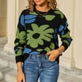 thumbnail image 2 of Tnhcen Women's Floral Print Sweater Acrylic Knit Top Casual Crewneck Pullover Long Sleeve Comfort Wear Soft Warm Winter S-XL, 2 of 4