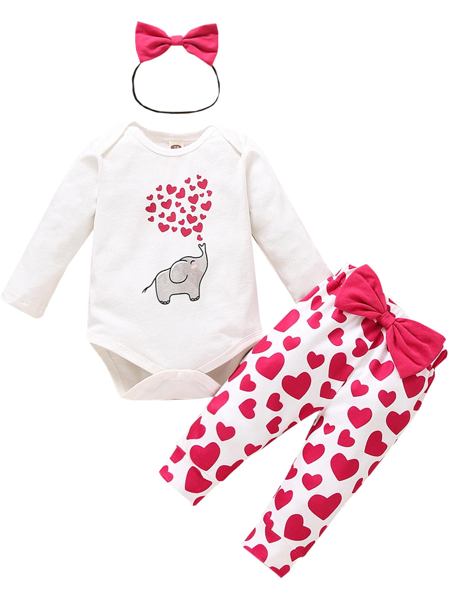 Lapa Toddler Baby Girl Love Heart Outfit Long Sleeve Top Skirt Dress  3pcs Set 