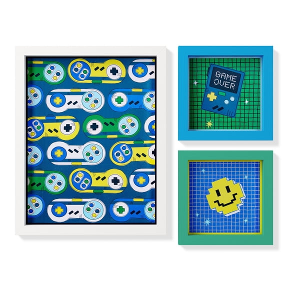 Mainstays Kids Gamer 3-Piece Framed Wall Art Set