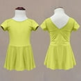 thumbnail image 2 of zbxnLI Girls Dance Leotards V Neck Short Sleeve Swing Mini Skirts Professional Ballet Training Dancewear, 2 of 3