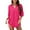 Hot Pink, variant on Women Swim Cover Up Tie Front Long Sleeve Kimono Wrap Blouse Top Plus Size Clothes Light Blue