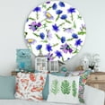 thumbnail image 2 of Designart 'Blue Wildflowers With Leaves III' Traditional Circle Metal Wall Art 36x36 - Disc of 36, 2 of 5