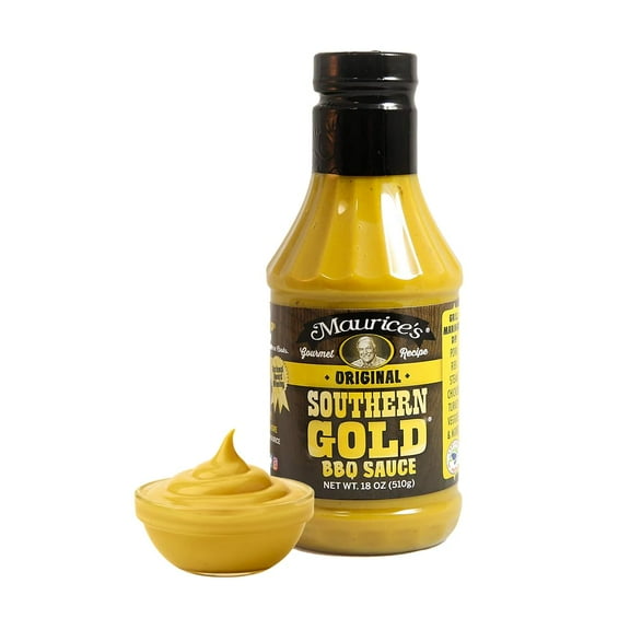 Maurice’s Southern Gold BBQ Sauce – Classic Carolina Mustard BBQ Sauce with Bold Flavor – Authentic Southern Carolina Barbeque Dip – Rich Barbecue Sauces Tradition, Original 18oz