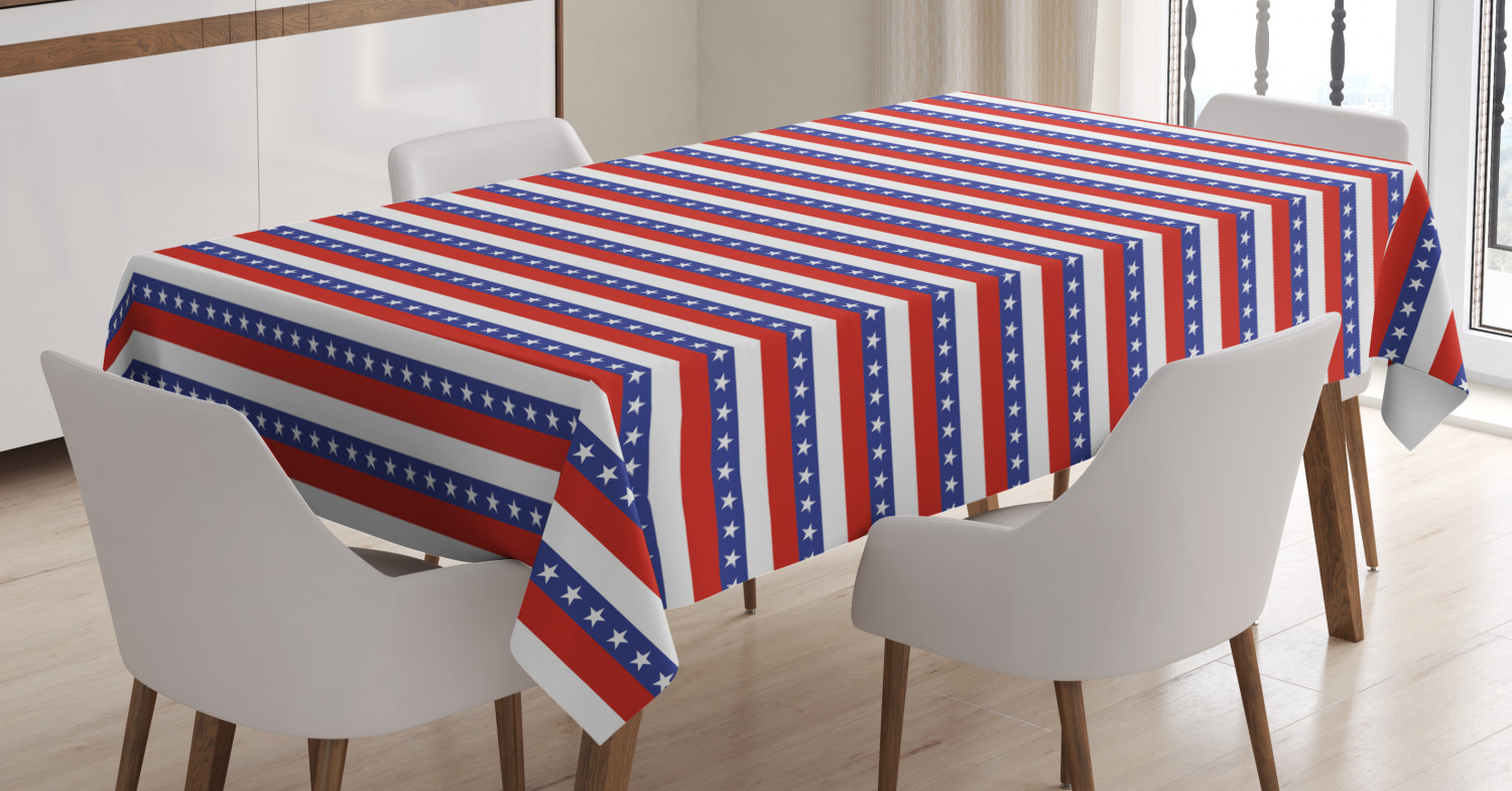 4th of July Tablecloth, Stars and Stripes of the Greatest Country in World Patriotic Pride 