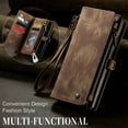 thumbnail image 6 of Feishell Durable 2-In-1 Magnetic Detachable Wallet Case for Samsung Galaxy A54 5G,for Women Men,Premium PU Leather Zipper Pocket Flip Multi Card Slots Purse Phone Case with Wrist Strap,Darkbrown, 6 of 10