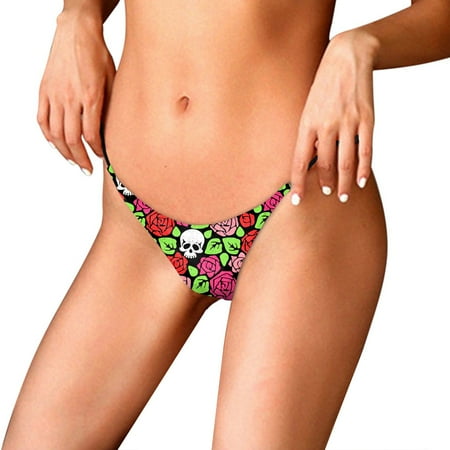 

Qcmgmg Thongs for Women Low Rise Printed Breathable Underwear T-Back Seamless Plus Size Panties Red M
