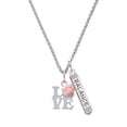 thumbnail image 1 of Delight Jewelry Silvertone Love with Pink Paw Silvertone Balance Bar Charm Necklace, 23", 1 of 4