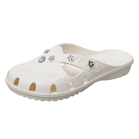 Women Rhinestone Flat Sandals EVA Garden Sandals Summer Shoes Lightweight