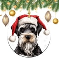 thumbnail image 2 of Schnauzer Dog Wear Santa Hat Christmas Ceramic Ornament Cute Unique Puppy Two Sides Printed Christmas Ornaments Keepsake Funny Christmas Hanging Tree Decor Ornament for Family Friend, 2 of 8