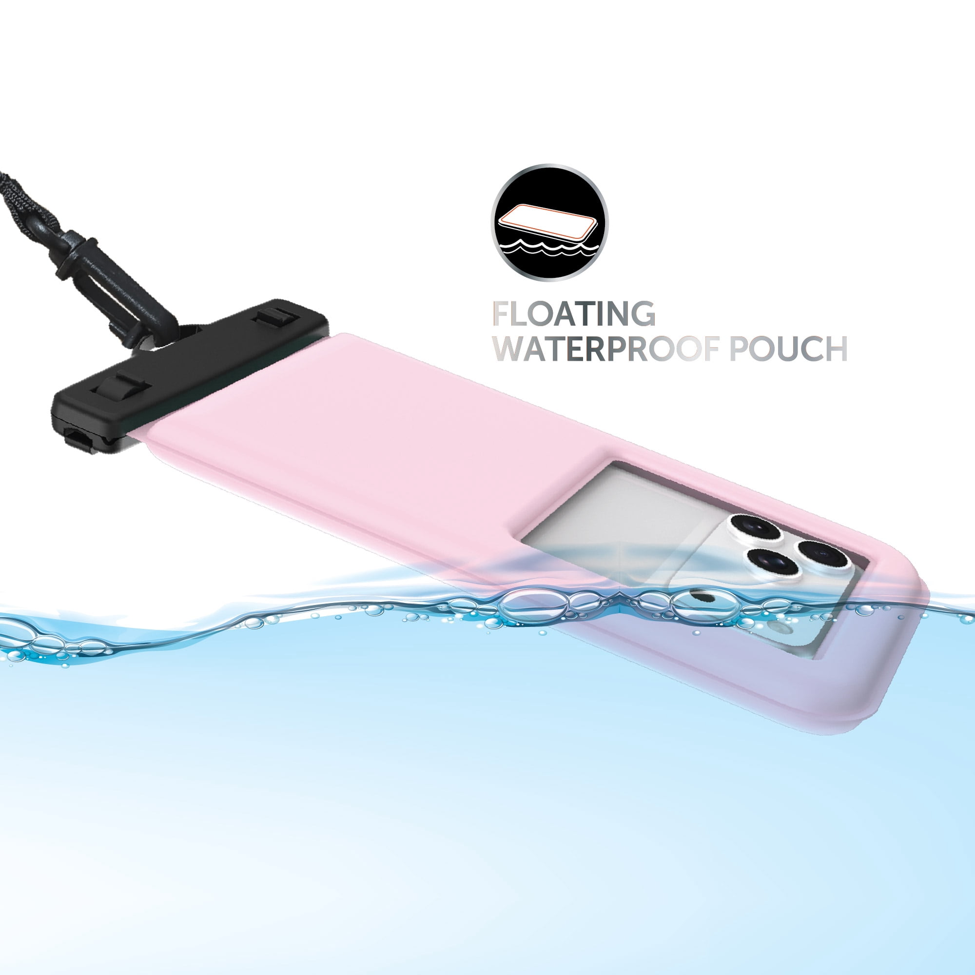Body Glove Tidal Waterproof Floating Phone Pouch with Secure Seal - Pink/Clear