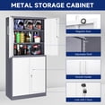 thumbnail image 6 of AUHUP 4 Doors Garage Storage Cabinets with 3 Adjustable Shelves, 71"H Locking Steel Storage Cabinet for Home Office, Garage,Warehouse,Workshop (Gray White), 6 of 8