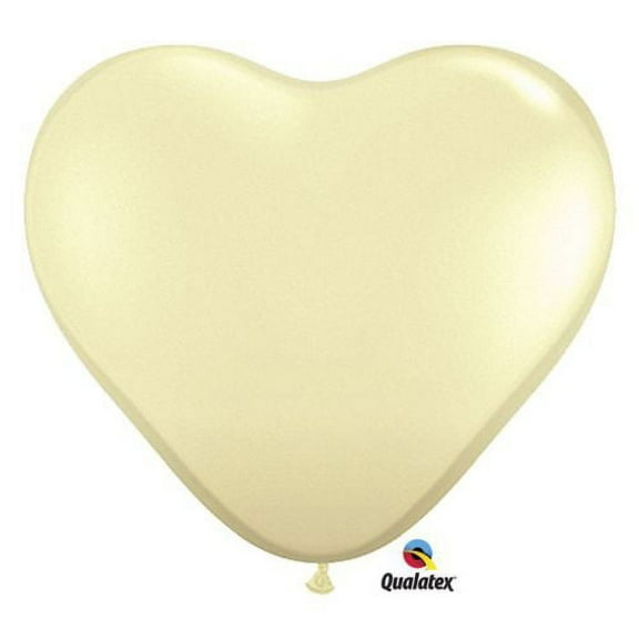 Burton & Burton 6" Ivory Silk Heart Shape Balloons, 100 Pack