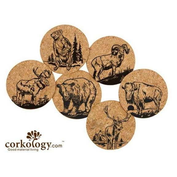 Corkology 401 Medium Mammals Cork Coaster Sets