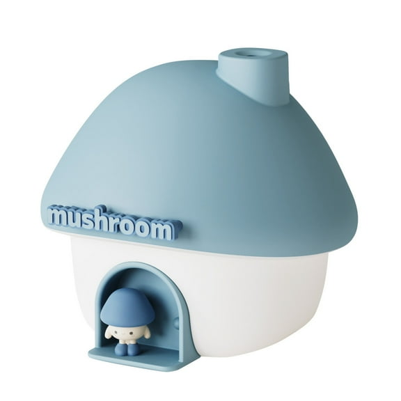 Cute Mushroom House Humidifier, 300ml Small Cool Mist Humidifers, USB Rechargeable Mini Portable Air Humidifer with Night Light for Bedroom, Office, Car, Travel, Indoor Plants Blue
