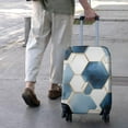 thumbnail image 3 of Blue White Gold Hexagon Marble Pattern Luggage Cover Fashion Suitcase Cover Baggage Covers Fit 25-28 Inch Luggage (Go Travel), 3 of 5