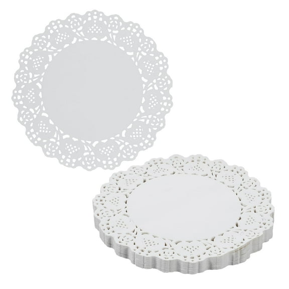 MODANU 150 Pieces White Lace Paper Doilies, 4.5inch Lace Doilies Paper Round Paper Doilies Lace Paper Doilies for Buffet Cake Fried Food Party Wedding Tableware Decoration