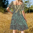 thumbnail image 3 of Robe Sans Manches à Motifs Floraux Polynésiens Tatouage Tribal Vert et Jaune Design Rétro Robes d'Été pour Femmes, 3 of 4