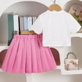 thumbnail image 4 of Placlothes Cute Pink Cotton Two Piece Skirt Outfits For Little Girls And Big Girls Summer Fall Sets With Bow Size 7T Birthday Kids Tops And Skirt, 4 of 9