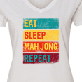 thumbnail image 4 of Inktastic Eat Sleep Mah Jong Repeat Women's V-Neck T-Shirt, 4 of 5