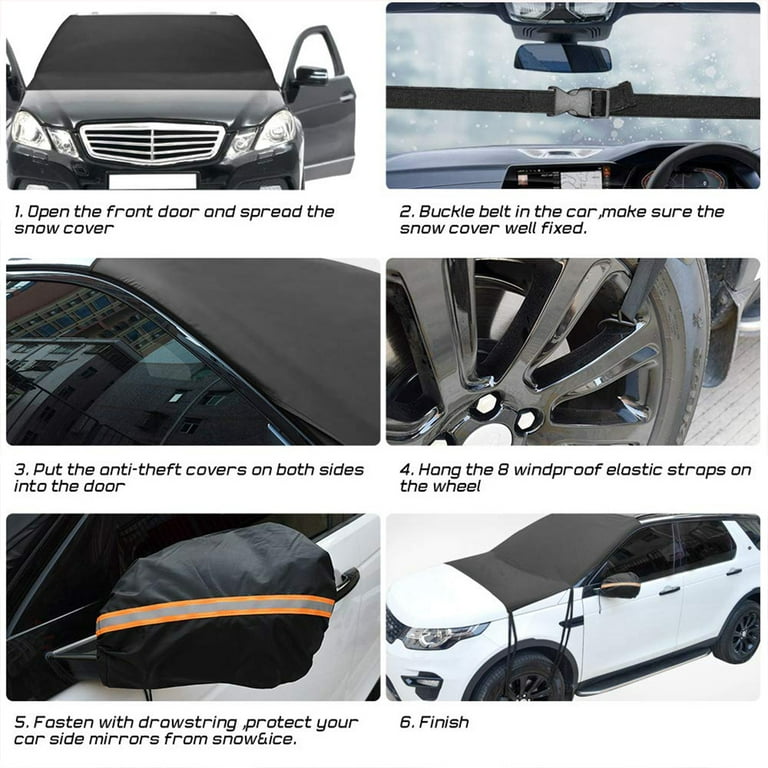 Hvxrjkn Car Windshield Snow Cover Double-Sided Sun Shade Waterproof  Windshield Frost Cover with Side Mirror Covers Anti-Theft Windshield Sun  Shade for Most Cars Trucks (80.7* 59.06in) 