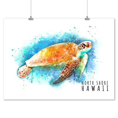 Sea Turtle Hawaii Decor North Shore, Hawaii - Sea Turtle - Watercolor - Lantern Press Artwork (9x12 Art Print, Wall Decor Travel Poster) ()