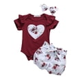 thumbnail image 2 of TheFound Baby Girl Short Pants Sets Ruffles Romper + Shorts + Headband Sets, 2 of 9