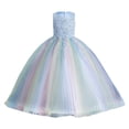 thumbnail image 1 of XASZHN Robe en Maille pour Enfants Robe Élégante Petite Fille Robe d'Été pour Filles 2025 Bleu Ciel_009 4-5 Ans, 1 of 6