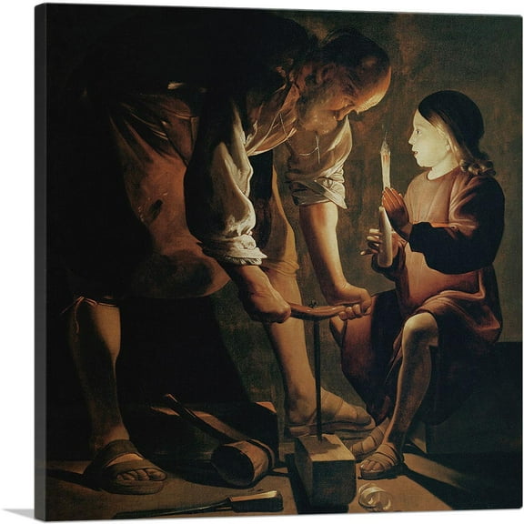 ARTCANVAS Joseph The Carpenter 1642 Canvas Art Print by Georges De La Tour - Size: 18" x 18" (0.75" Deep)