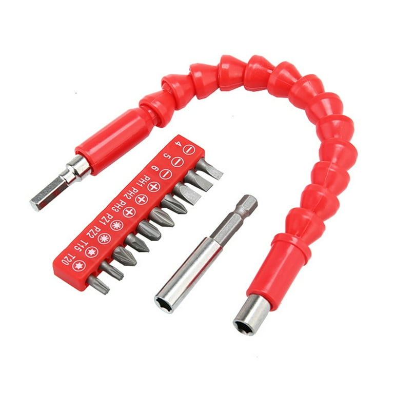 Htovila Flexible Drill Bit Extension 275mm Bendable Soft Shaft with 10Pcs  Screwdriver Bit Set 1Pc Magnetic Drill Extension Bar for Home Furniture