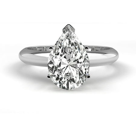 18K White Gold Natural Certified Diamond Engagement Ring 1.07 Carat Pear G