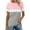 Pink, variant on Royisotas Summer Tops for Women Plus Size Tshirt Casual Light Blue Short Sleeve Shirts for Women Striped Crew Neck Tshirts