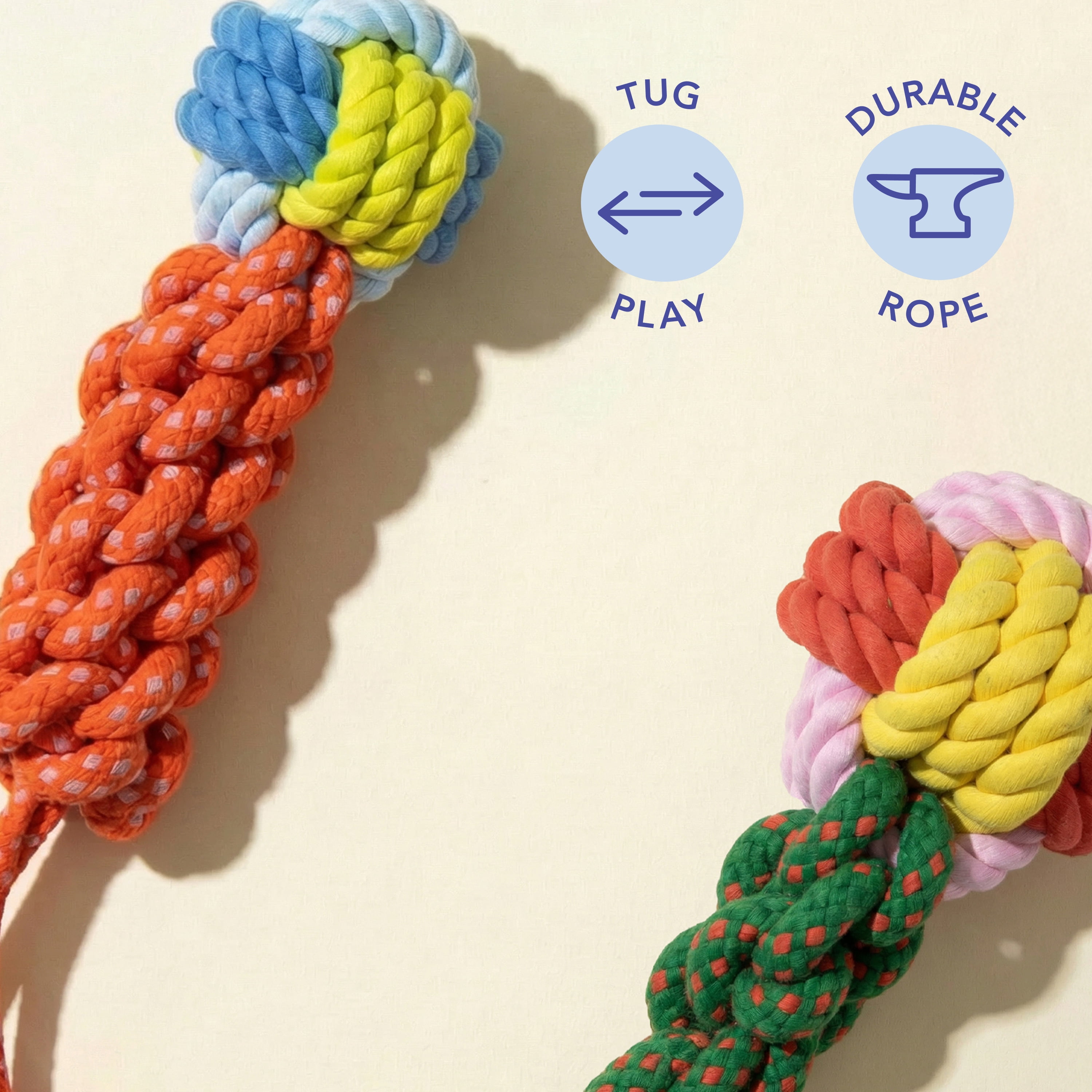 Oodles Durable Lasso Rope Dog Toy Set, Multicolored, Large