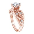 thumbnail image 2 of AFFY 1.10 Carat(Cttw) Round Moissanite & Natural Diamond Flower Engagement Ring 14K Solid Rose Gold Ring Size-5, 2 of 2