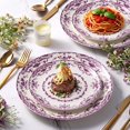 thumbnail image 2 of Vesteel 12 Pieces Bowls and Plates Set, Floral Ceramic Dinnerware Set for 4, Porcelain Tableware Dishes Set for Kitchen, Dining, Microwave & Dishwasher Safe, Vintage Purple, 2 of 10