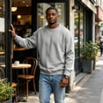 thumbnail image 6 of Hearthz Mens Crewneck Sweatshirt Solid Color Oversized Mens Fleece Pullover Fall Winter Drop Shoulder Cotton Sweatshirts for Men Light Gray XXL, 6 of 10