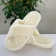 thumbnail image 4 of ZELAND Unisex Fluffy Criss-Cross Plush Slippers - Open-Toe Anti-Slip House Slides for Men & Women, 4 of 10