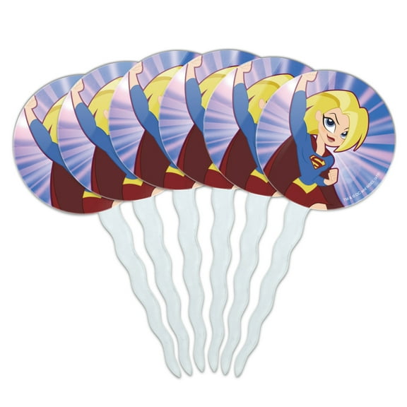 DC Super Hero Girls Supergirl Cupcake Picks Toppers Decoration Set of 6