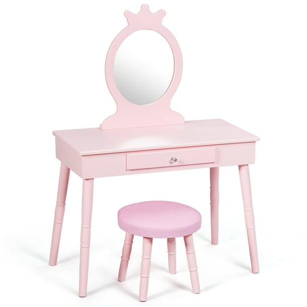 Top Kids Princess Vanity Table Set W, Princess Makeup Table And Chair Set