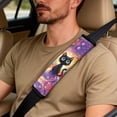 thumbnail image 4 of Xoenoiee Cat Space Universe Print 5 Pieces Car Accessories Leather Auto Seat Covers Full Set with Seatbelt Pads and Car Center Console Cushion Pad for Most Vehicle, SUV, Truck, 4 of 7