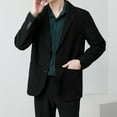thumbnail image 2 of Qiggri Men's Fashionable Solid Color Long Sleeved Lapel Breasted Hanging Pocket Suit Jacket, 2 of 9
