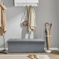 thumbnail image 3 of Storage Ottoman Bench Folding Chest Footrest Stool MDF Frame Lid Light Grey 43", 3 of 16