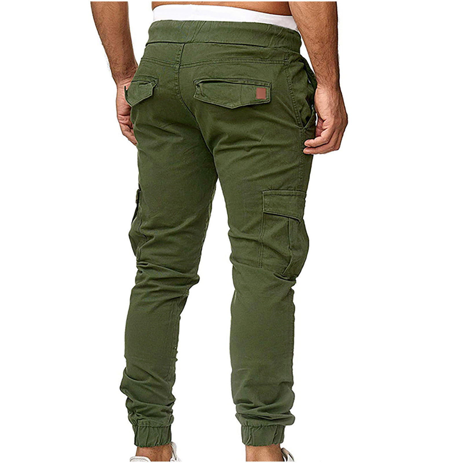 Hfyihgf Mens Fashion Cargo Pants with Multi Pockets Casual Cotton Tapered  Stretch Twill Drawstring Athletic Joggers SweatpantsArmy Green,XXL